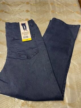 Blank NYC Women's Straight-Leg Jeans in Navy Blue high rise